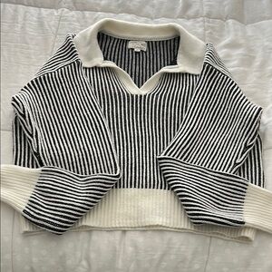 Thread & Supply Black and White V-Neck Sweater